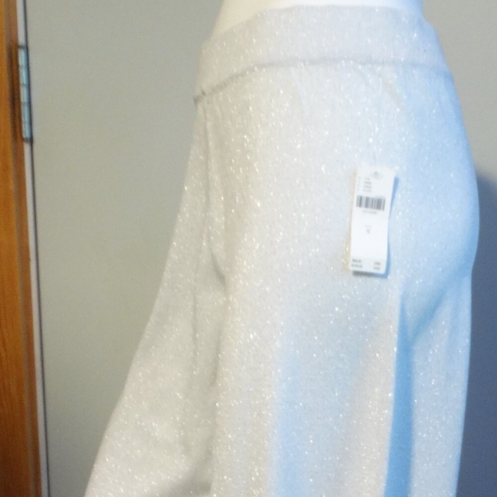 NEW PILCRO Anthropologie Silver Wide-Leg Knit Sweater Pull On Pants MEDIUM, $98 - Picture 2 of 10